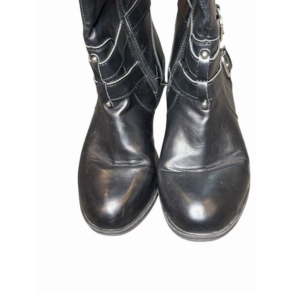 Arizona Women’s Riding Boots Black Brown Knee High Buckle Zip Size 7 - Picture 3 of 8